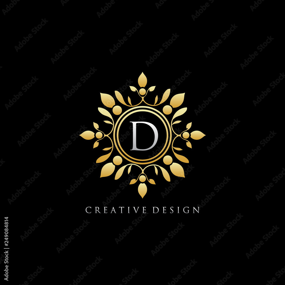 Naklejka premium Gold Classic D Letter Logo