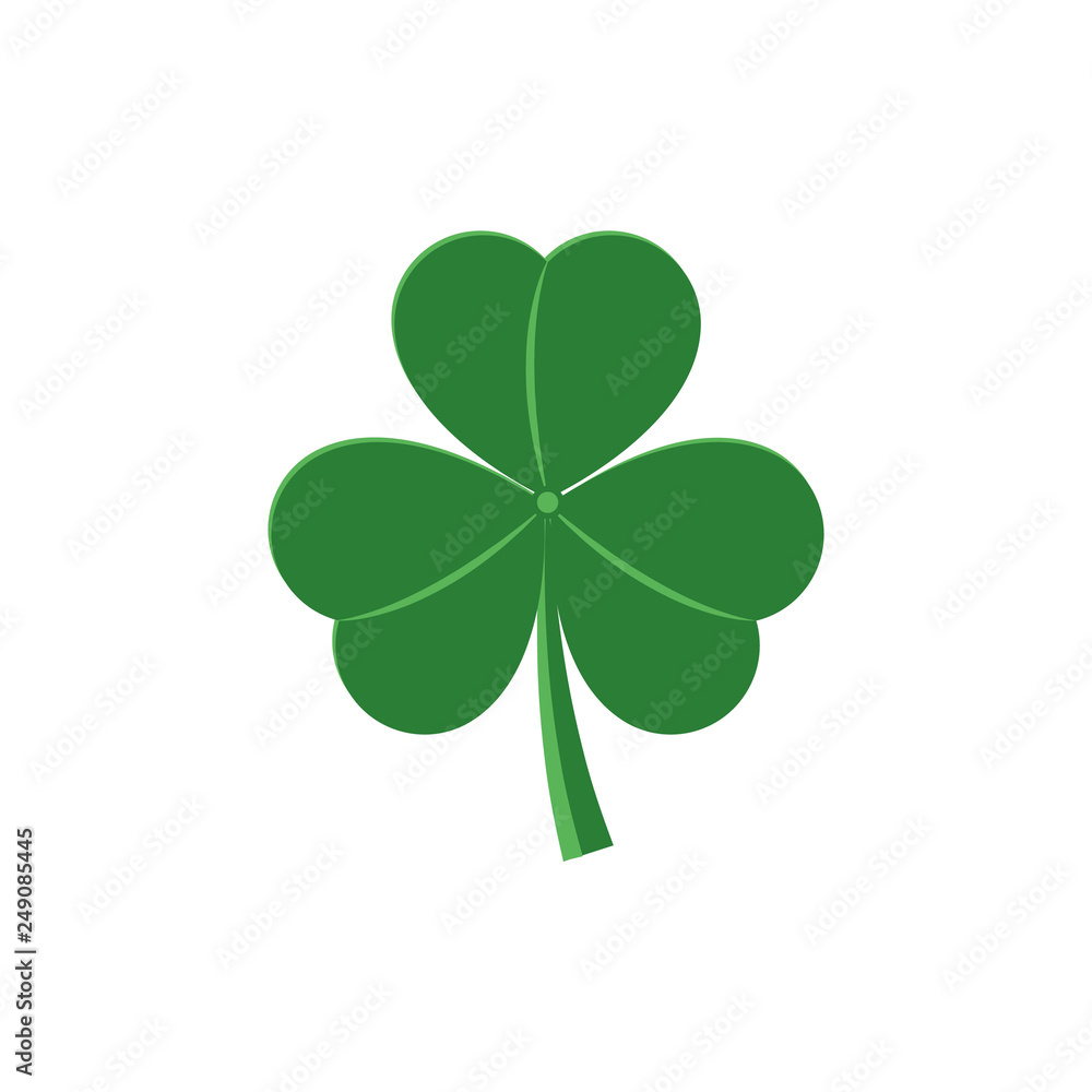 Three leaf shamrock - traditional symbol for St Patrick Day celebration design in flat style. Three leaf shamrock - traditional symbol for St Patrick Day celebration design in flat style.
