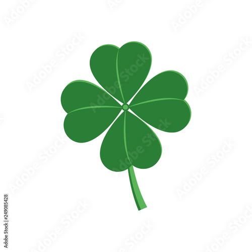 Four leaf clover - traditional symbol of luck for St Patrick Day celebration design in flat style.