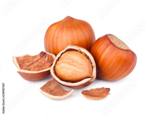 Hazelnuts isolated on white background as package design elements
