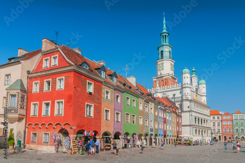 Old Market Square and Town Hall in Poznan, Poland.