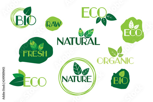 Bio Nature Concept Logo Design. Eco Product Creative Badge Sticker. Natural  Organic Brand Template. Healthy Fresh Food Stock Vector - Illustration of  health, cosmetic: 202293884