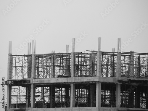 black and white new building under construction photo