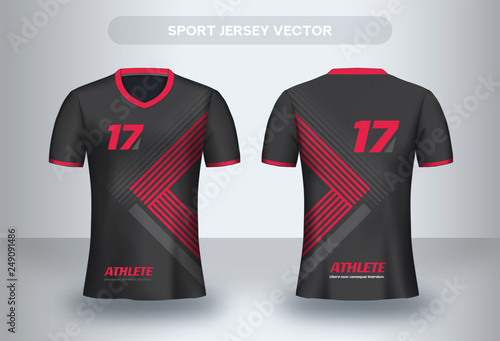 Football Jsersey design template. Soccer club uniform T-shirt front and back view.