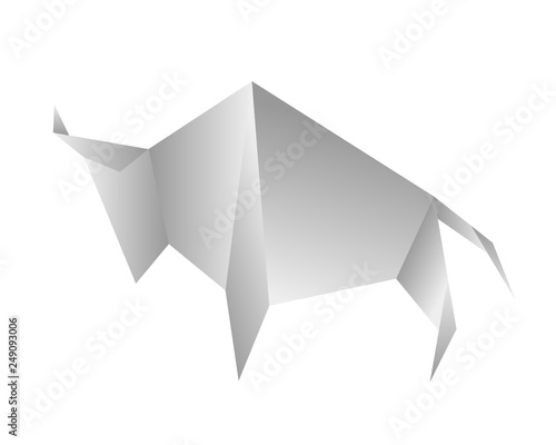 Vector angry bull origami stylized triangle polygonal model.