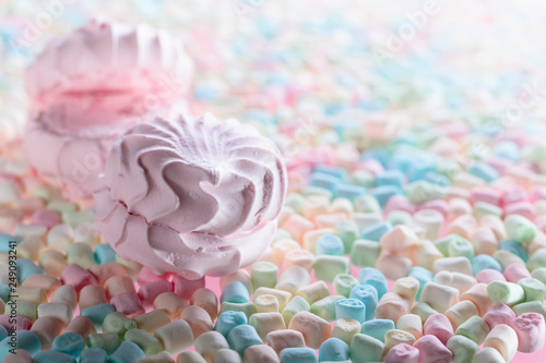 Close up of various marshmallows  .