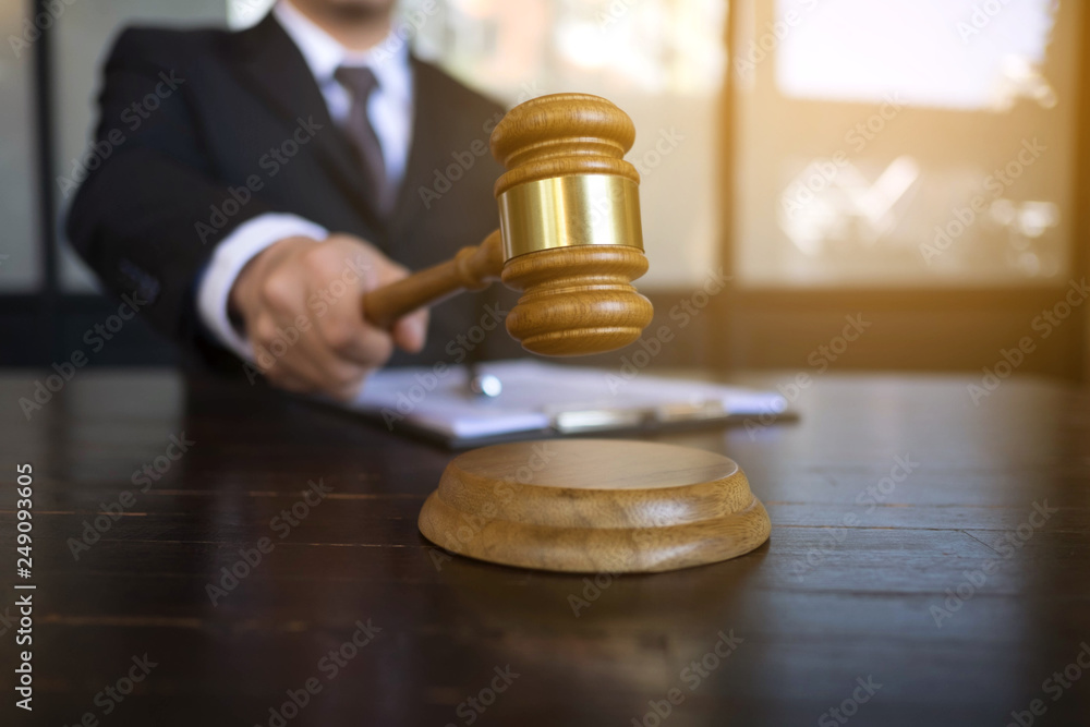 Judge with gavel on table. attorney, court judge,tribunal and justice  concept. Stock Photo | Adobe Stock