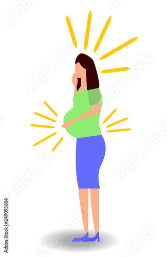 Pregnant women are common the discomfort isolated on white background
