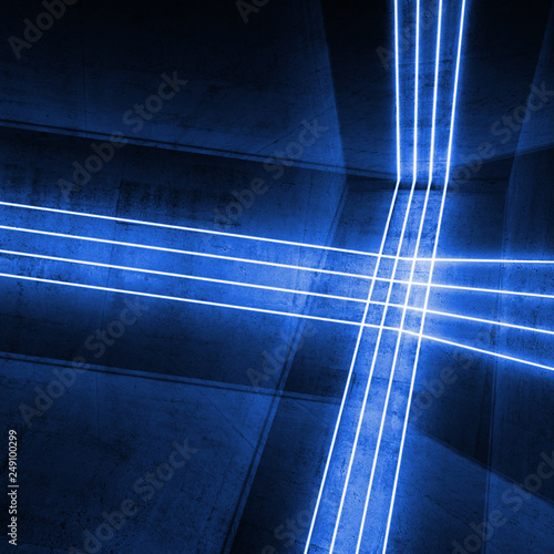 Blue light lines, 3d render illustration