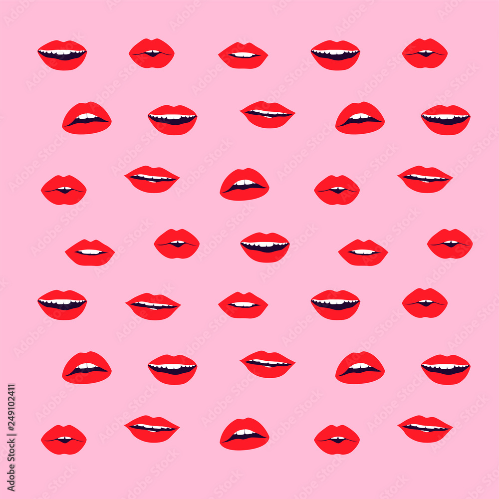 Vector Lippen und Mund auf rosa Hintergrund Vector Lippen und Mund auf rosa Hintergrund