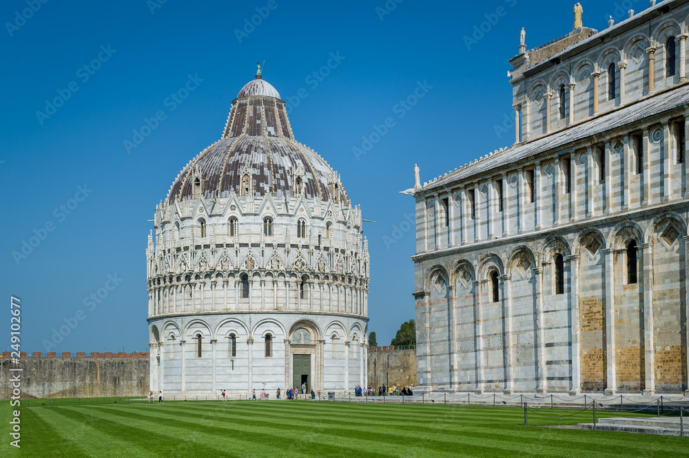 Pisa Baptistery and cathedral walls, Unesco heritage of Italy