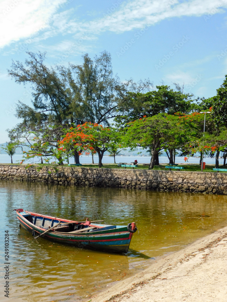 A boat on an island