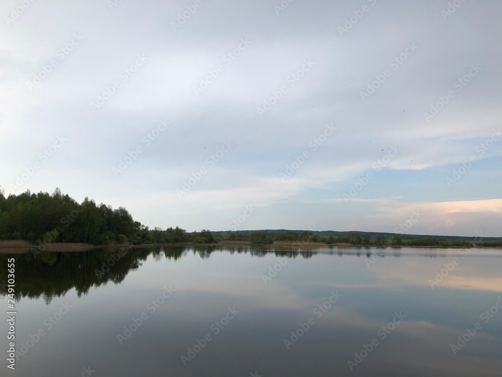 landscape with lake and clouds