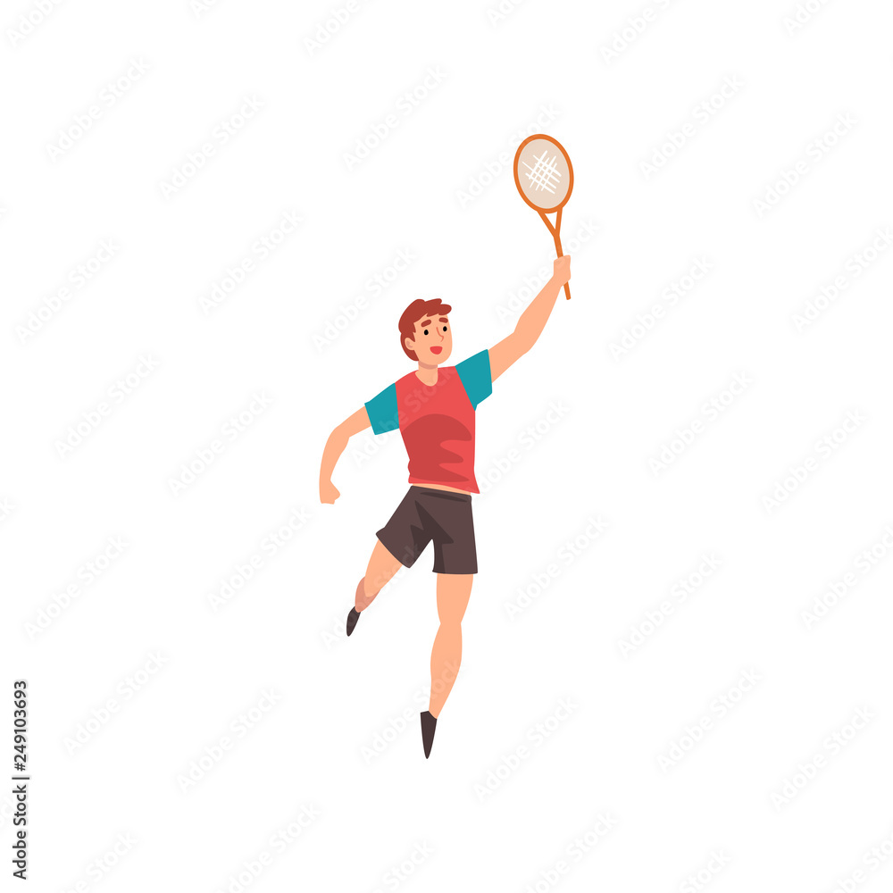 Tennis Player, Male Professional Sportsman Character Wearing Sports Uniform Vector Illustration