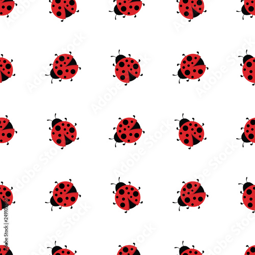 Ladybird wallpaper design, seamless pattern, bright background, wrapping, textile design for kids and adults