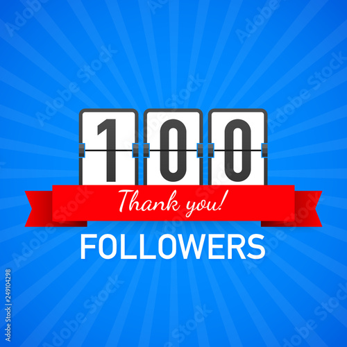 100 followers, Thank You,  social sites post. Thank you followers congratulation card. Vector illustration.