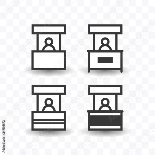 Set of sales booth icon simple flat style vector illustration.