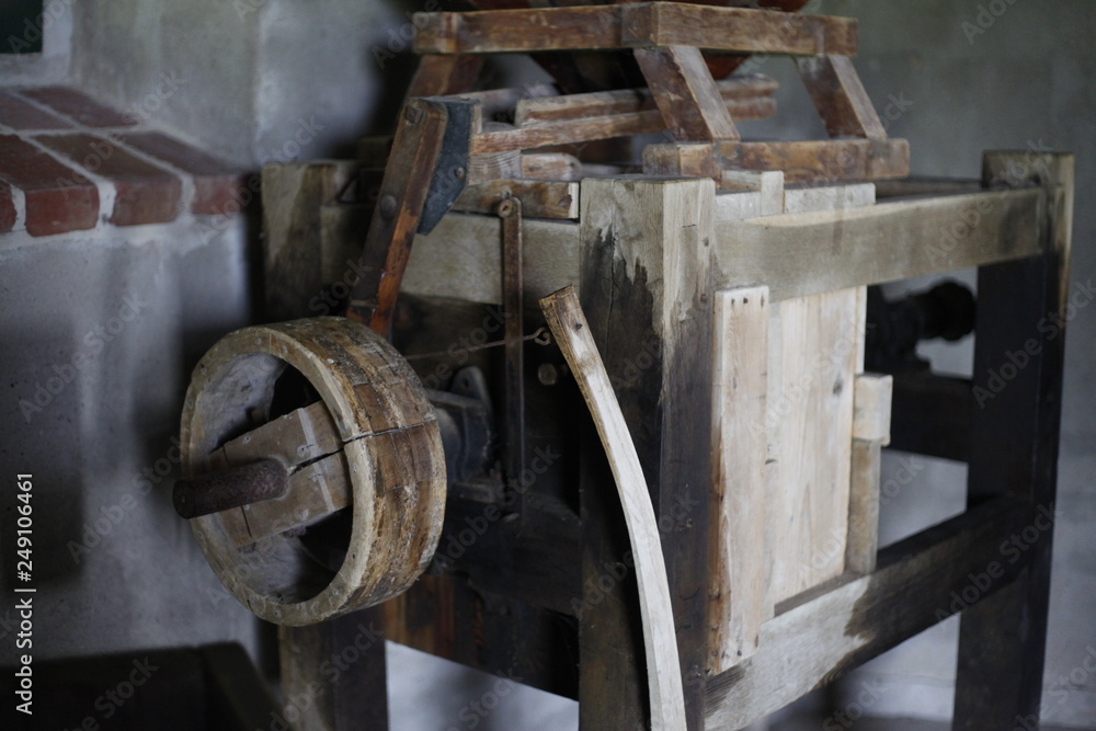 Old wooden construction machine
