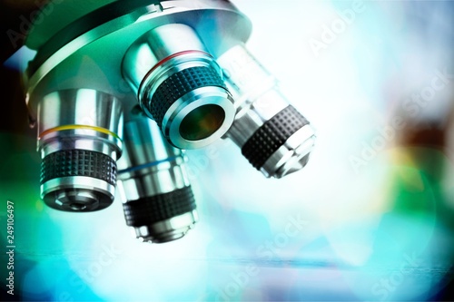 One medical Microscope isolated on background