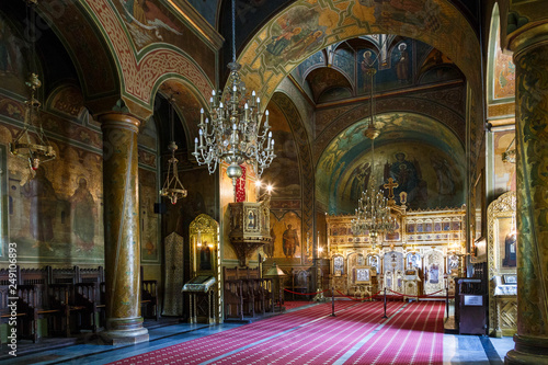 Church interior of orthodox Monastery  Sinaia  Romania