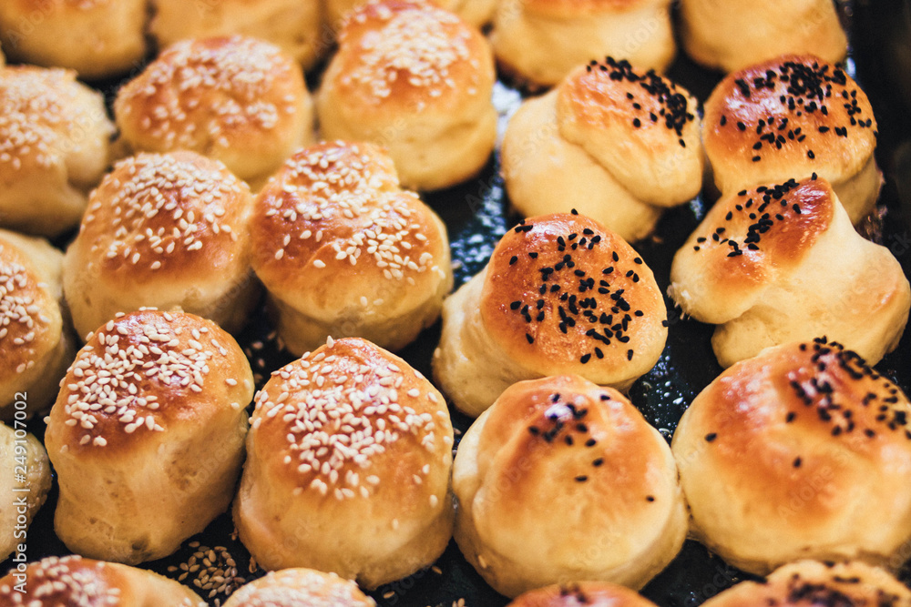 White flour bread buns. White flour bread buns.