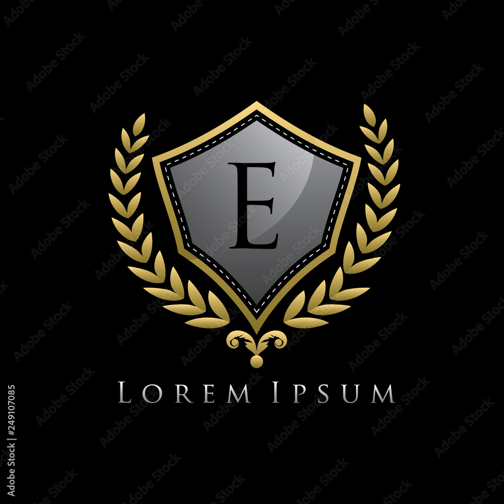 Golden Shield Luxury E Letter Logo Golden Shield Luxury E Letter Logo