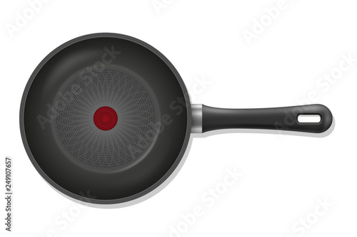 frying pan for fry food on fire stock vector illustration