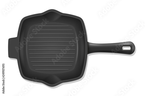 frying pan grill for fry food on fire stock vector illustration