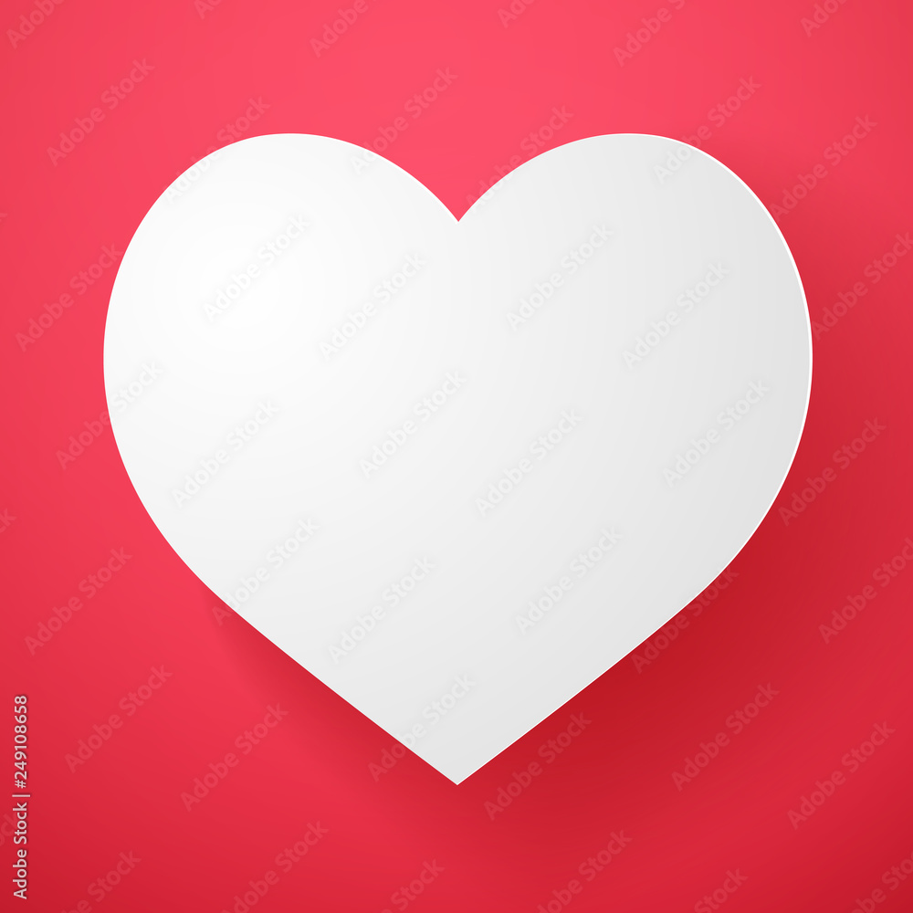 White heart shape , paper cut