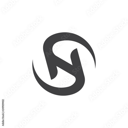 letters sn circle rotation logo vector