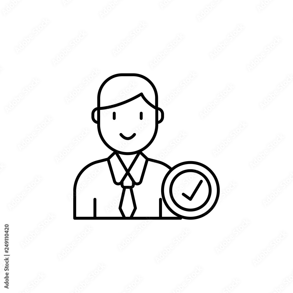 employee, user, check icon. Element of Human resources for mobile concept and web apps illustration. Thin line icon for website design and development, app development employee, user, check icon. Element of Human resources for mobile concept and web apps illustration. Thin line icon for website design and development, app development