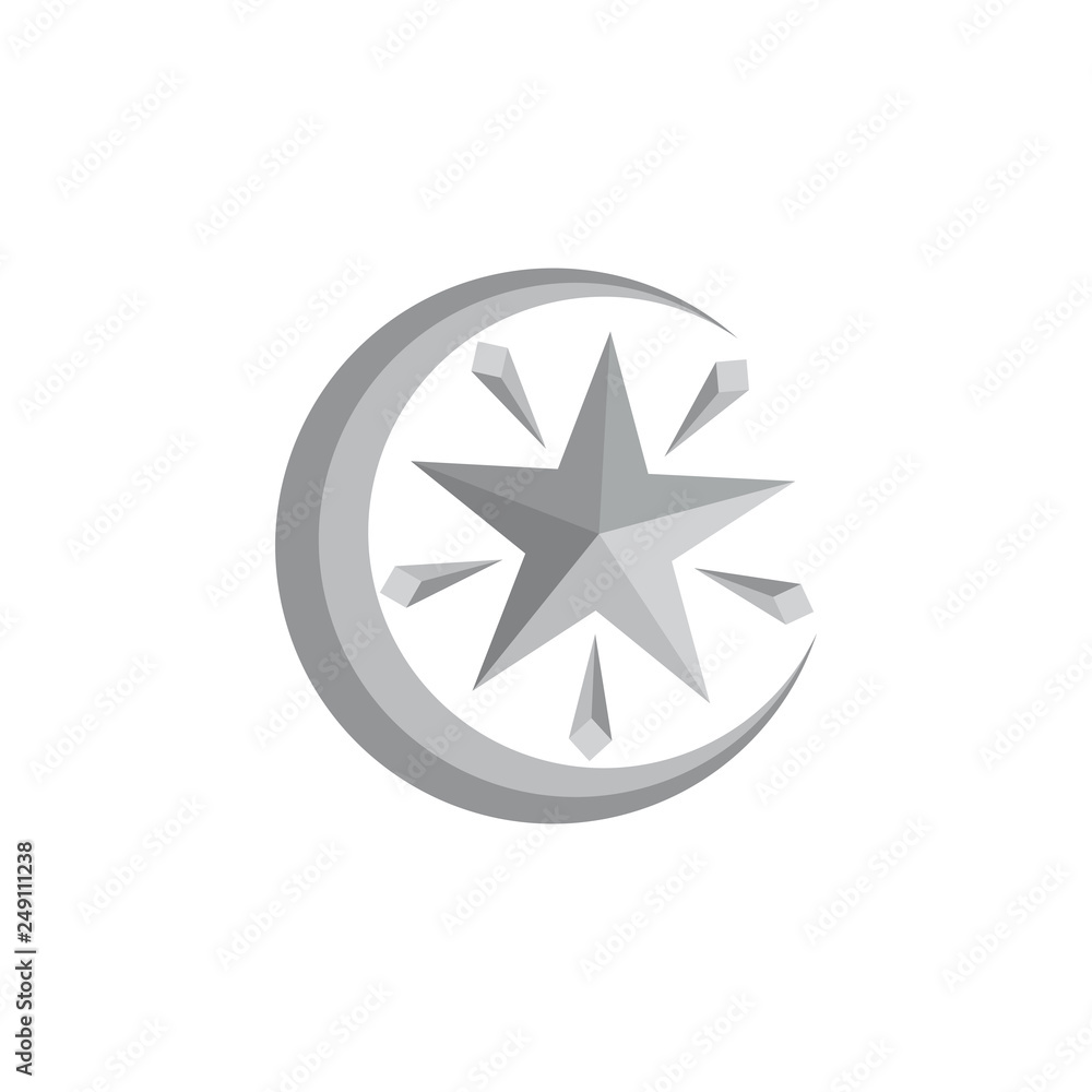 shine moon star 3d gradient logo vector shine moon star 3d gradient logo vector
