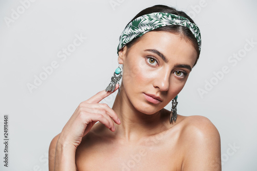 Beauty portrait of a topless young beautiful woman