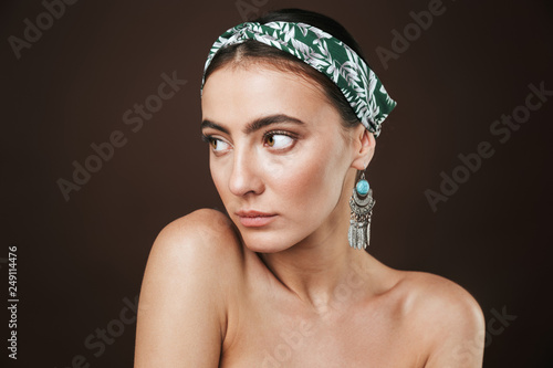 Beauty portrait of a topless young beautiful woman