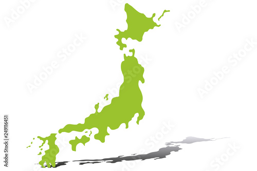 Mapa verde de Japón. 