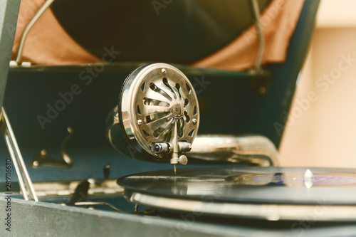 Old gramophone and vinyl record