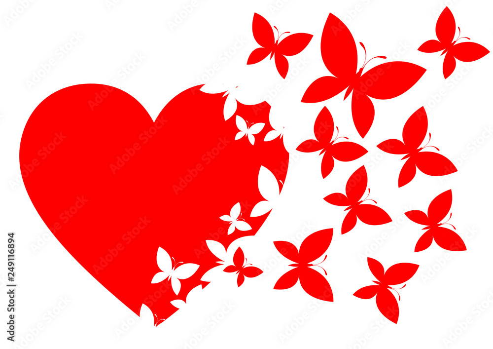 illustration of an heart turning into butterflies illustration of an heart turning into butterflies