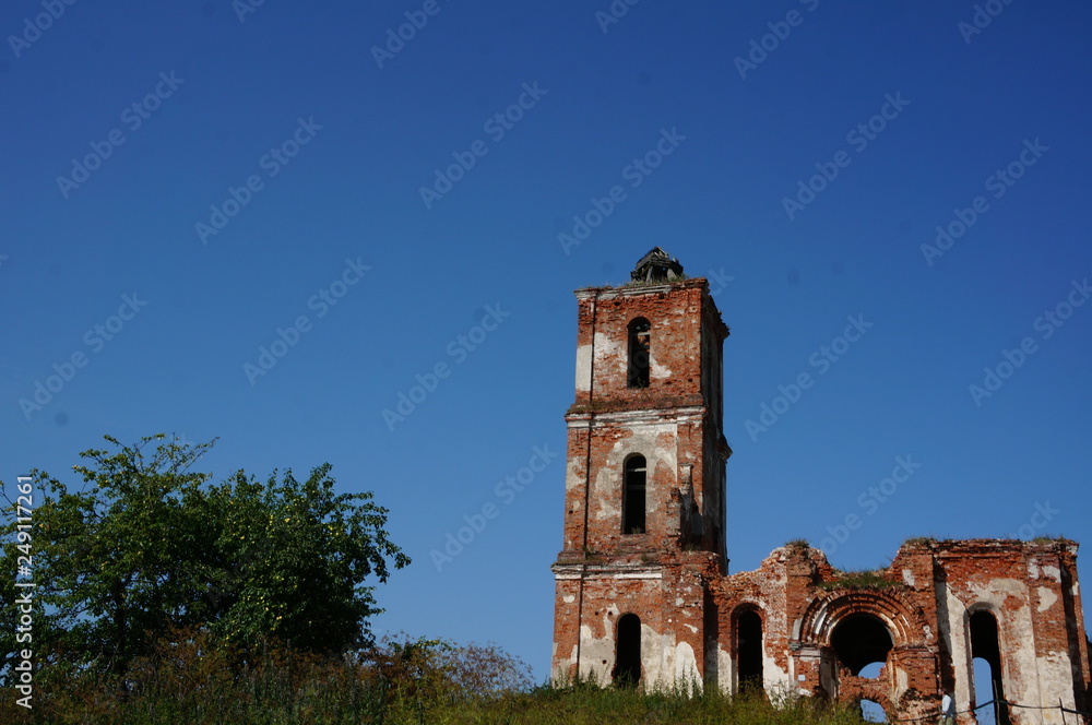 Ruins of church in Belaya Tserkov, Belarus