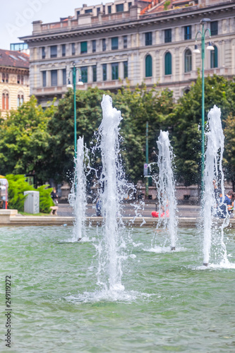 Fountain in front of the Sforza castle in Milan, Italy