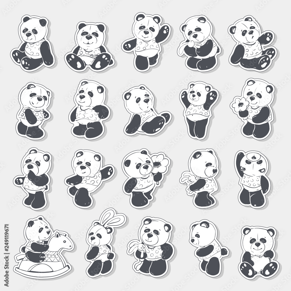 Set of cute and funny panda. Vector illustration Set of cute and funny panda. Vector illustration