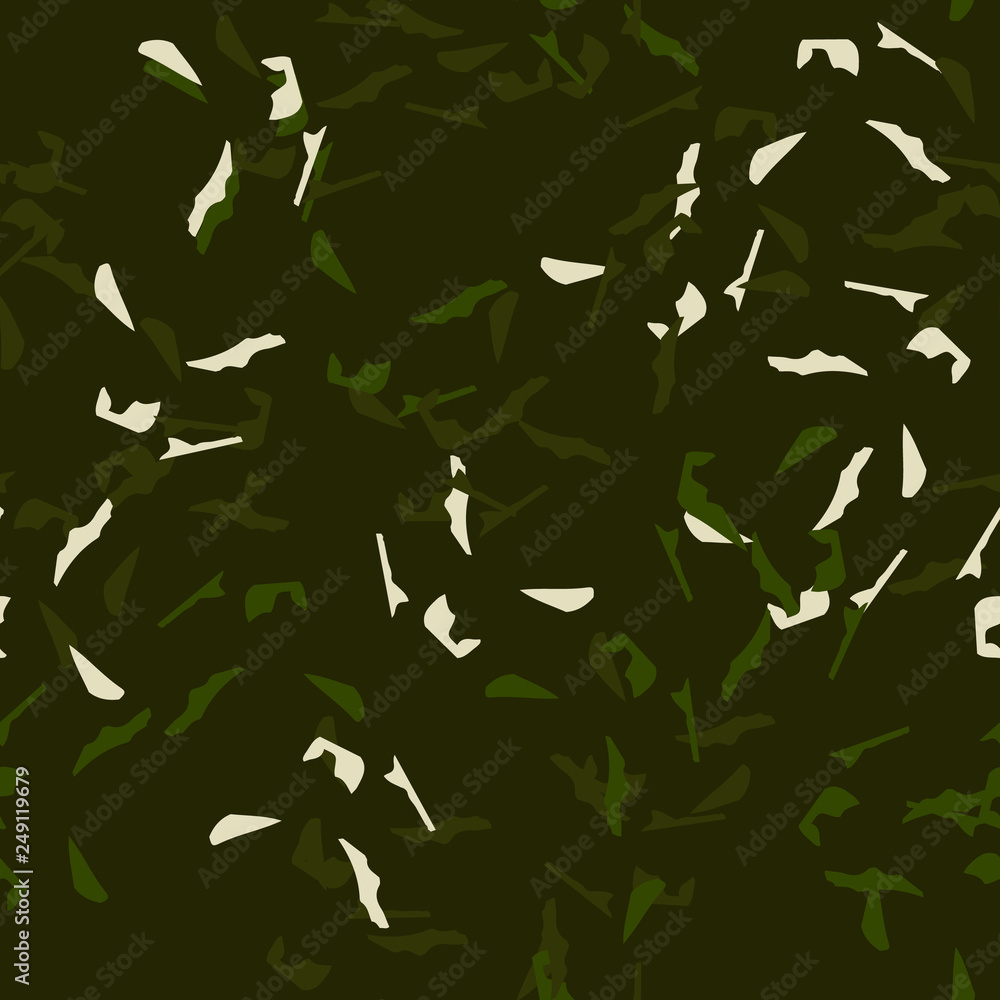 Forest camouflage of various shades of green and white colors Forest camouflage of various shades of green and white colors