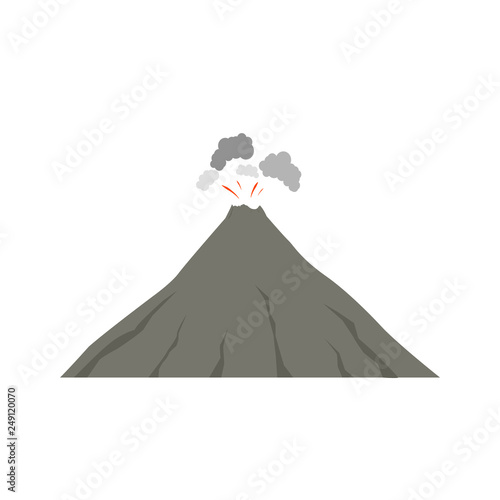 Volcano eruption with hot lava illustration isolated on white background