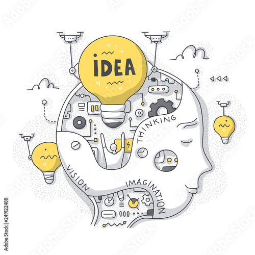 Idea & Thinking Process Doodle Concept
