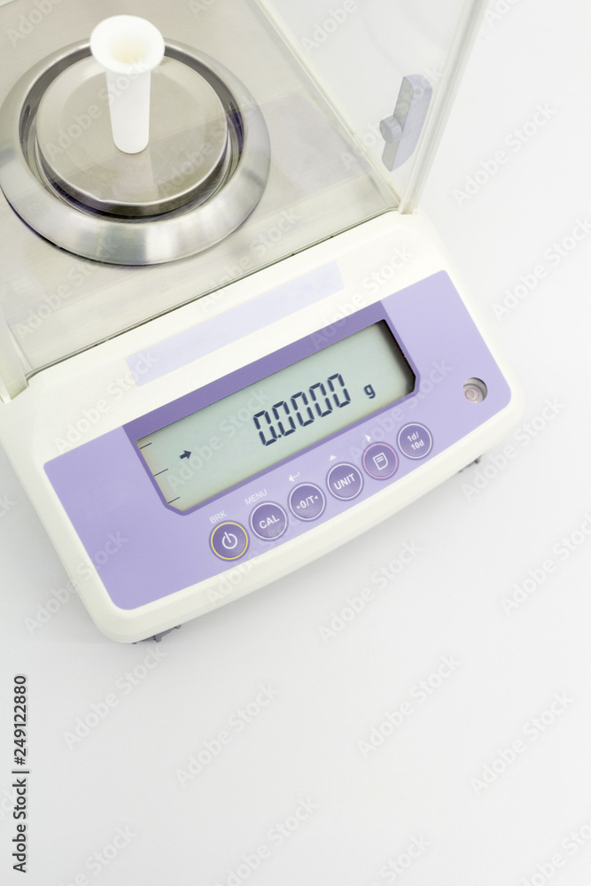 laboratory scale on table in white background laboratory scale on table in white background