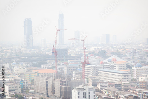 Bangkok   Thailand - February 13  2019  Bangkok skyline with air pollution 