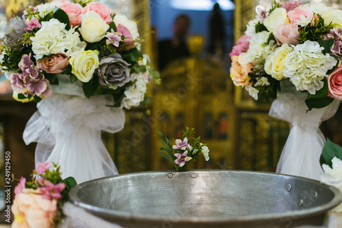 Slika na platnu flower setting for baptism in a church