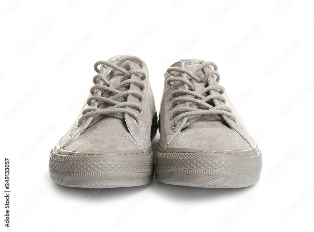 Pair of stylish sneakers on white background Pair of stylish sneakers on white background