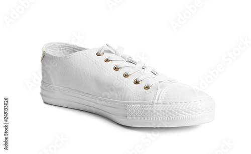 Stylish sneaker on white background. Trendy footwear