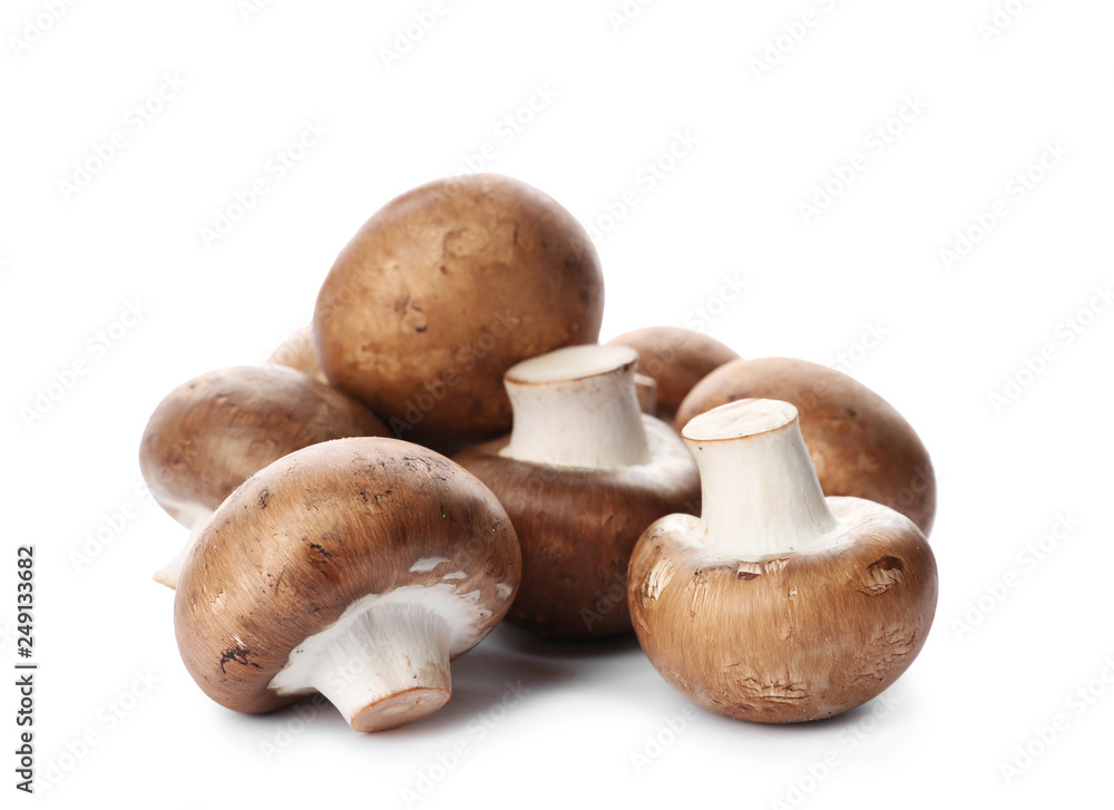 Fresh champignon mushrooms isolated on white. Healthy food Fresh champignon mushrooms isolated on white. Healthy food