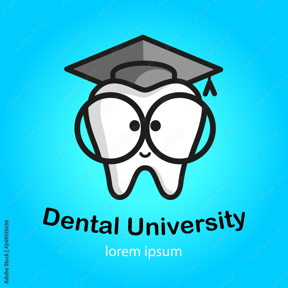 Educational logo. White tooth with big 